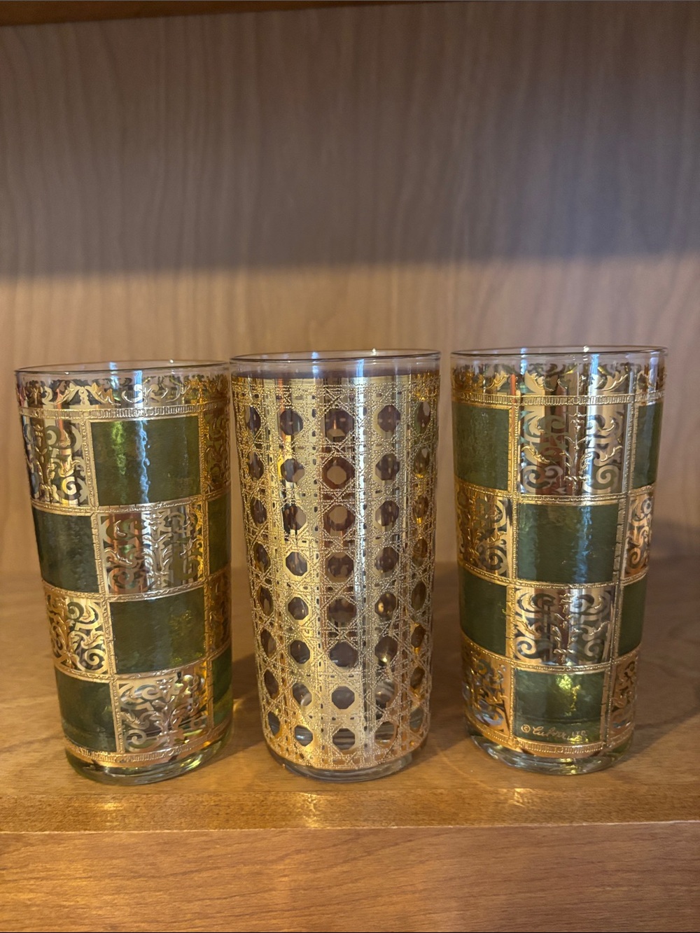 Set of Vintage 1960’s 22-K Gold Culver Prado & Canella pattern Highball Glasses